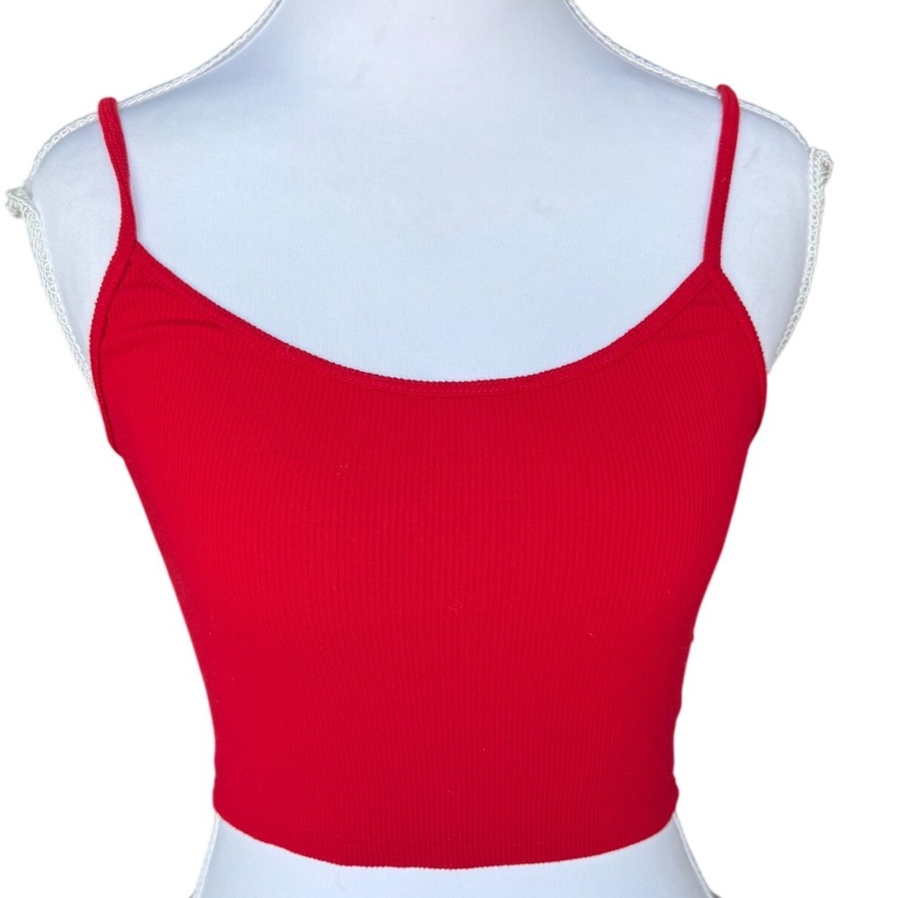 Brandy Melville Red Cami Ribbed Tank Top Cropped Basic S